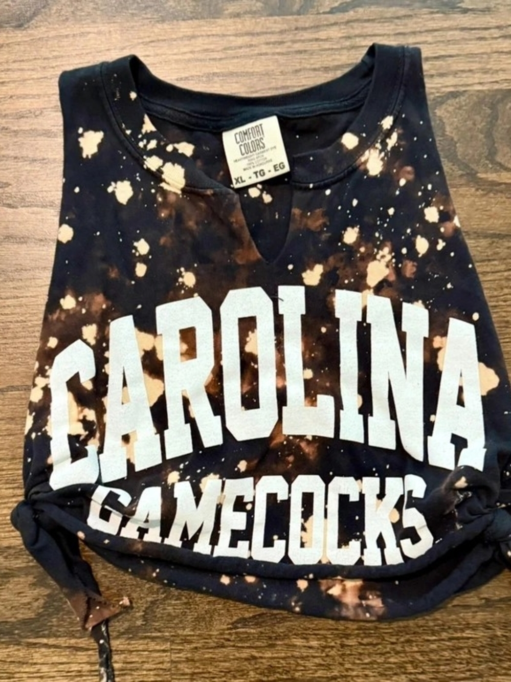 Comfort Colors Black Bleach-Splatter Carolina Gamecocks Tank Top